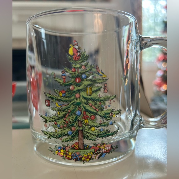Spode 🎄Christmas Tree Glass Mugs, Set of 4 - Picture 2 of 4